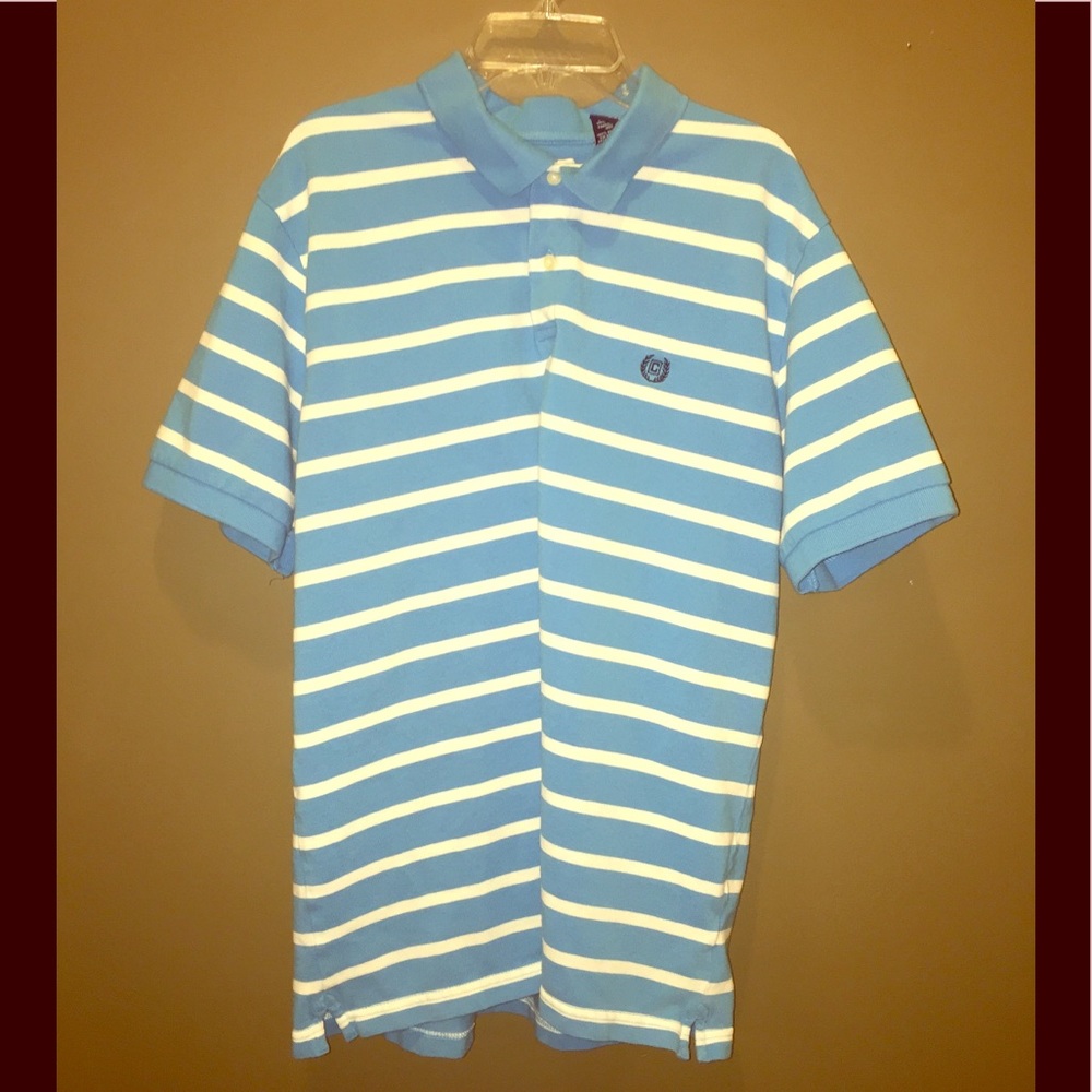 Chaps Blue and White Striped Polo